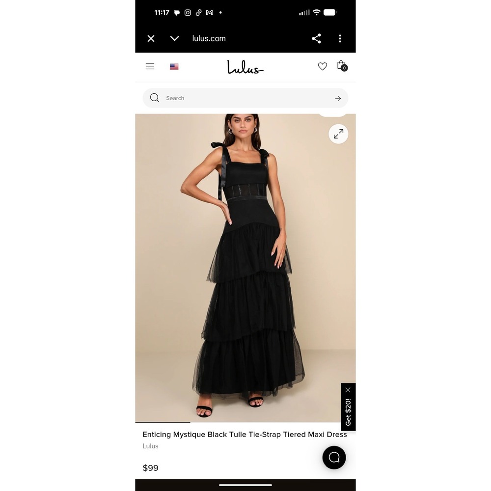NWT Lulus Mystique Black Tulle Tie-Strap Tiered Maxi Dress Corset Gown small - Picture 1 of 8